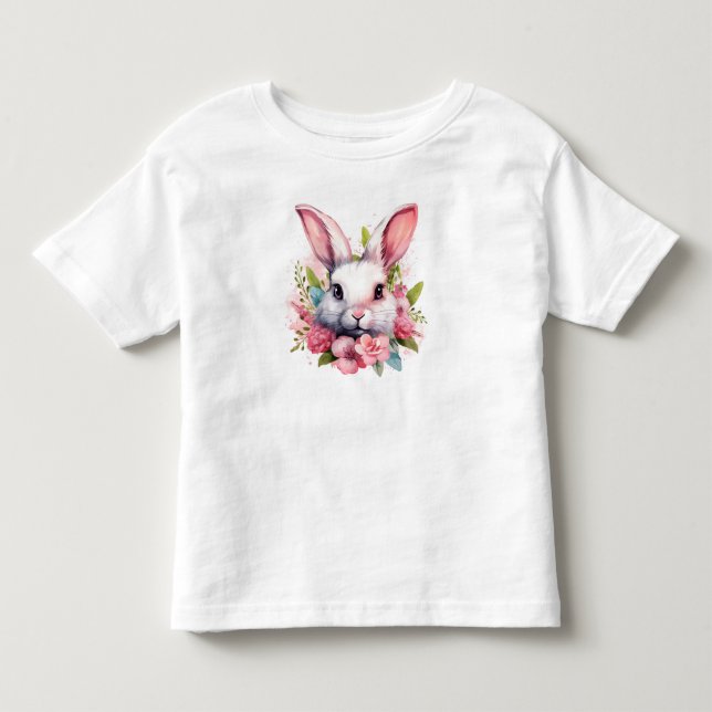 Infantil Camiseta com retrato fofo do coelho da Páscoa (Frente)