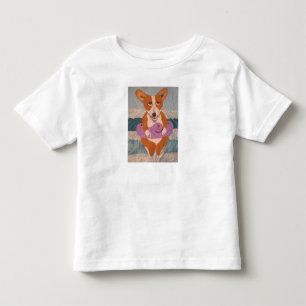 Infantil Camiseta Corgi na Praia
