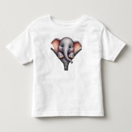Infantil Camiseta Cute 3D com Elefante Bebê Espiando Zíper