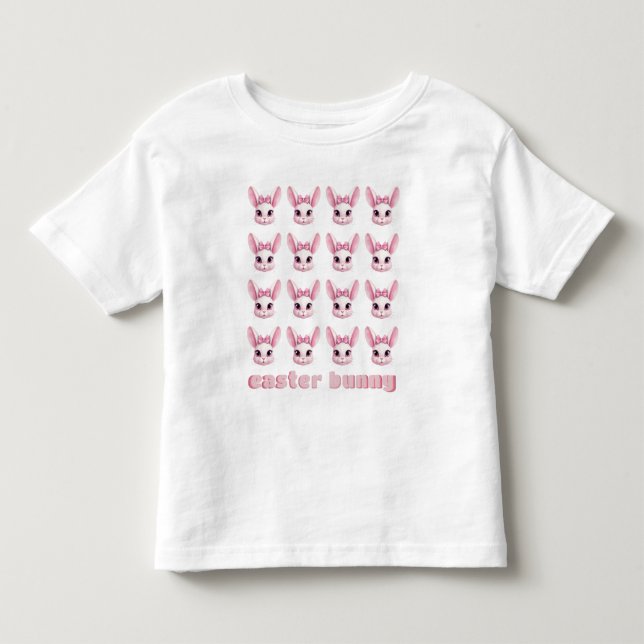 Infantil Camiseta da menina bebê do coelho da Páscoa da ros (Frente)