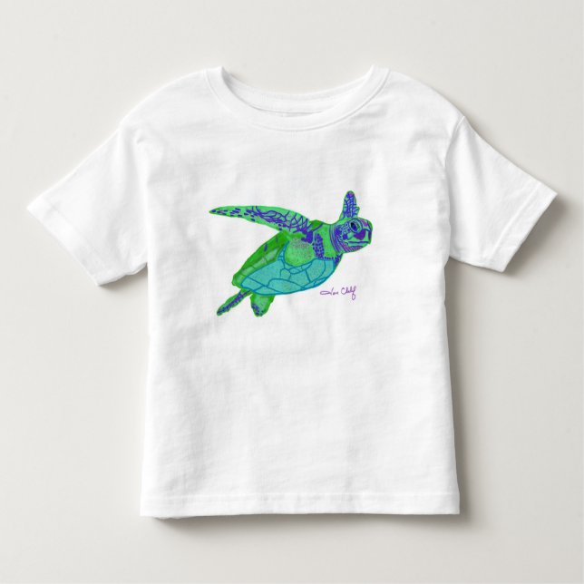 Infantil Camiseta da tartaruga de mar (Frente)