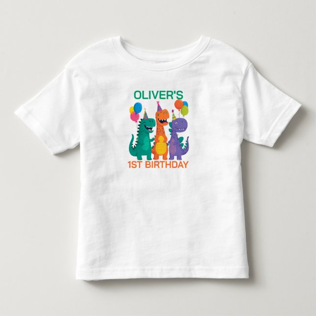 Infantil Camiseta de 1º Aniversário do Pequeno Dino (Frente)