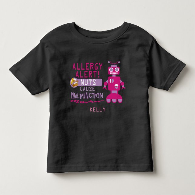 Infantil Camiseta de Alerta de Alergia a Nozes para Meninas (Frente)
