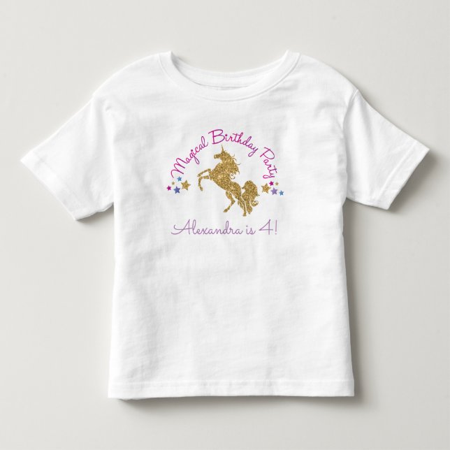 Infantil Camiseta de aniversário da Garota Mágica do Unicór (Frente)