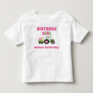 Infantil Camiseta de Aniversário da Menina do Trator Crianç