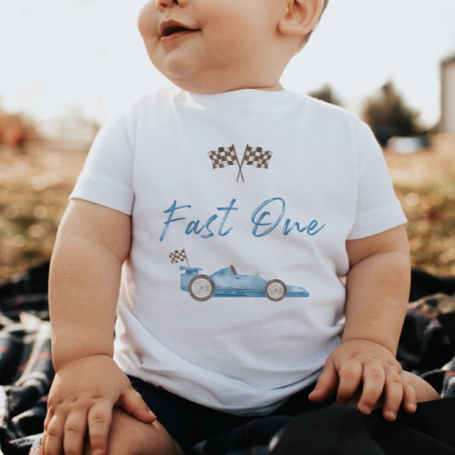 Infantil Camiseta de Aniversário de 1 Ano Race Car Fast One (Criador carregado)