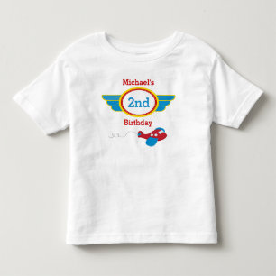 Infantil Camiseta de aniversário de avião para criança pequ