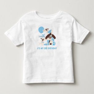 Infantil Camiseta de aniversário de cachorros azuis persona