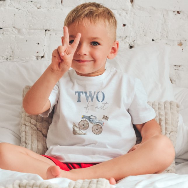 Infantil Camiseta de aniversário de moto off-road azul TWO  (Criador carregado)