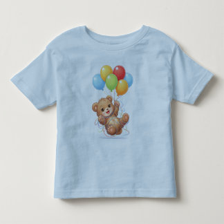 Infantil Camiseta de aniversário de urso de balão fofo para