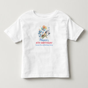 Infantil Camiseta de aniversário dos amigos do oceano