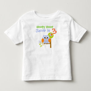 Infantil Camiseta de aniversário personalizada Blue Boy Owl