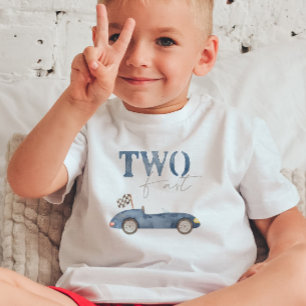 Infantil Camiseta de Aniversário TWO Carro de Corrida Azul-