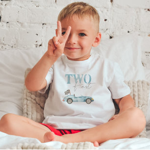 Infantil Camiseta de Aniversário TWO Fast Blue Carro de Cor