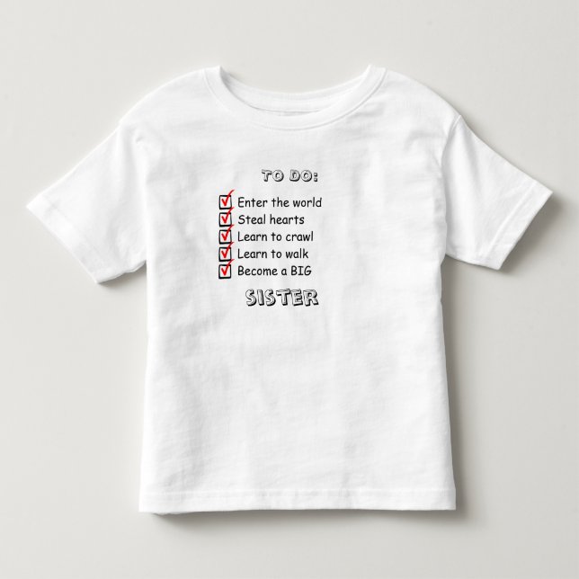 Infantil Camiseta de Anúncio de Irmã Mais Velha (Frente)