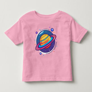 Infantil Camiseta de Bebê do Planeta Saturno Fofo – Espaço