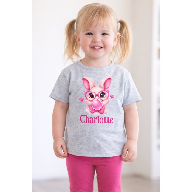 Infantil Camiseta de bebê personalizada coelhinho rosa fofo (Criador carregado)