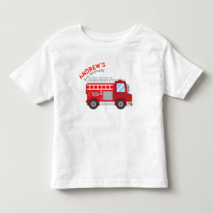 Infantil Camiseta de Birthday do caminhão de bombeiro