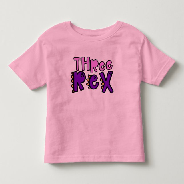 Infantil Camiseta de criança aniversariante três Rex (Frente)