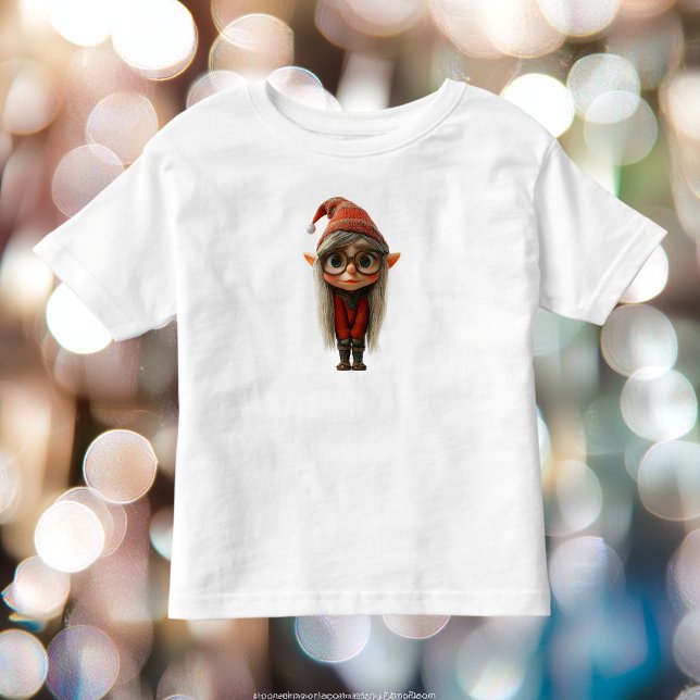 Infantil Camiseta de criança da Elfa do Natal Tímida (Criador carregado)