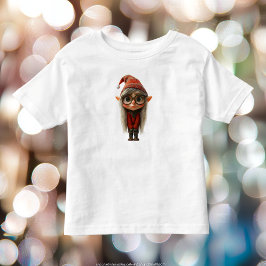 Infantil Camiseta de criança da pequena elfa de Natal tímid