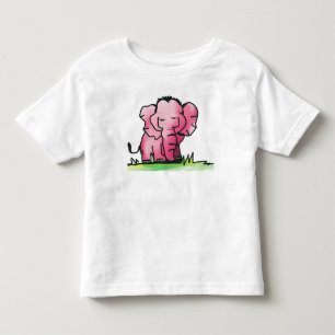 Infantil Camiseta de criança de elefante em aquarela rosa f