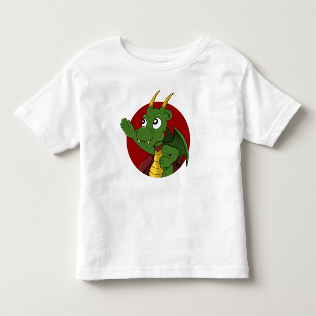 Infantil Camiseta de criança de um dragão verde (Frente)