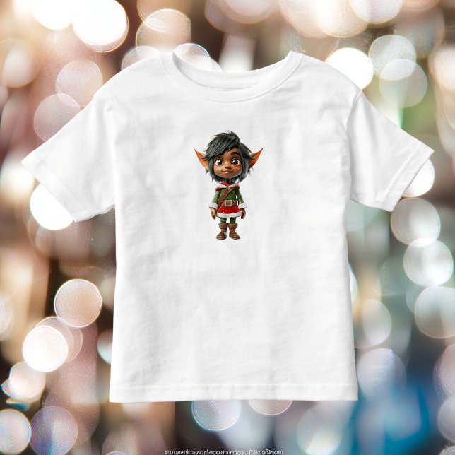 Infantil Camiseta de criança do Natal do Elfo Menina Silenc (Criador carregado)