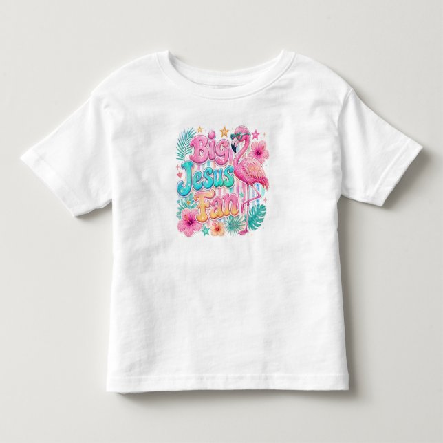 Infantil Camiseta de criança fã de Jesus com Flamingo (Frente)