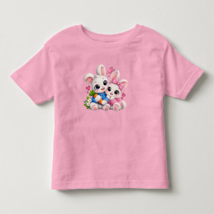 Infantil Camiseta de Criança Pequena Coelhinhos Fofos Abraç
