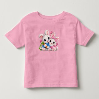 Infantil Camiseta de Criança Pequena Coelhinhos Fofos Abraç