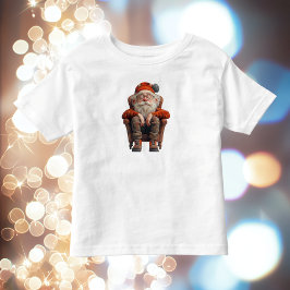 Infantil Camiseta de criança pequena do Papai Noel cansado 