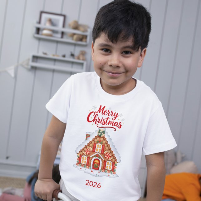 Infantil Camiseta de criança personalizada Natal 2026 Casa (Criador carregado)