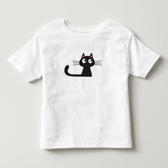 Infantil Camiseta de Gato Preto Fofo (Frente)
