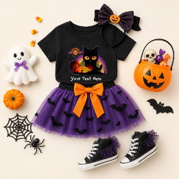 Infantil Camiseta de Halloween Black Cat