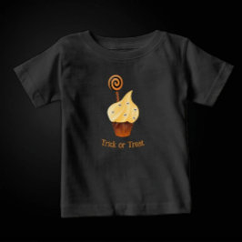 Infantil Camiseta de Halloween com Cupcake Laranja e Texto