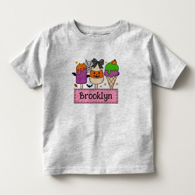 Infantil Camiseta de Halloween personalizável para meninas (Frente)