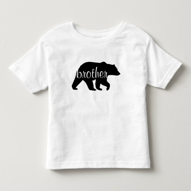 Infantil Camiseta de Mão Longa com Urso do Irmão (Frente)