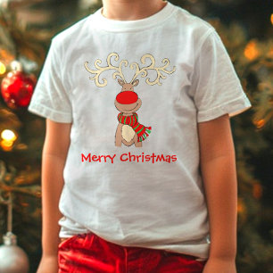 Infantil Camiseta de neve de rena vermelha