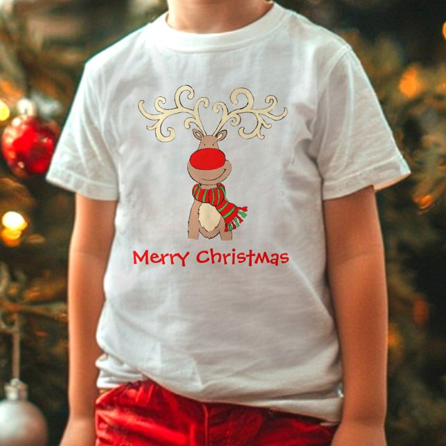 Infantil Camiseta de neve de rena vermelha (Criador carregado)