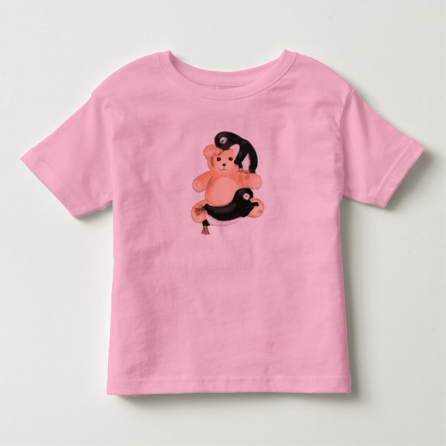Infantil Camiseta de pinguim e urso fofo para crianças (Frente)