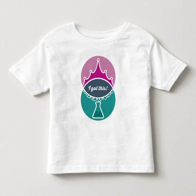 Infantil Camiseta de Princesa da Ciência (Desbotada) para C (Frente)