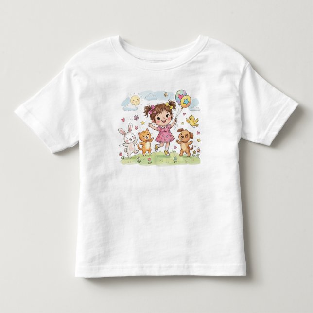 Infantil Camiseta Diversão com Amigos (Frente)