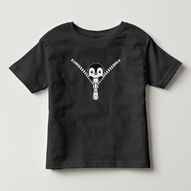 Infantil Camiseta Divertida do Pinguim Espiando (Frente)