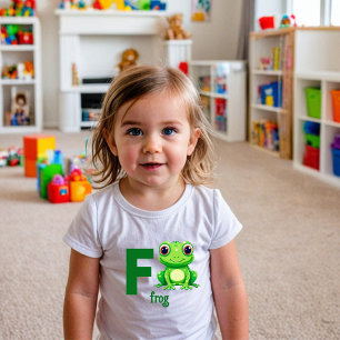 Infantil Camiseta do Alfabeto Divertido do Sapo para Crianç