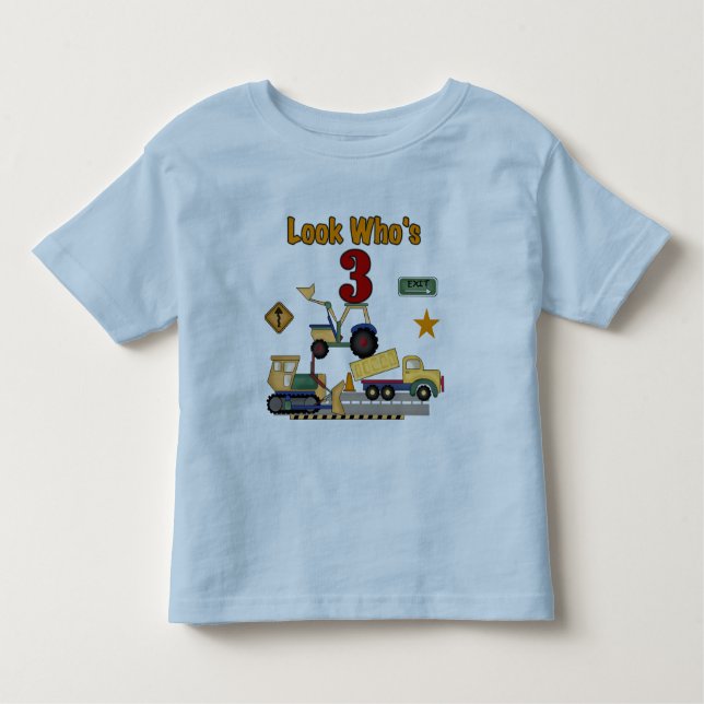 Infantil Camiseta do aniversário de 3 anos dos veículos da (Frente)