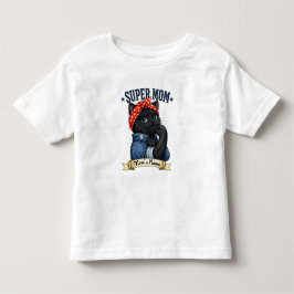 Infantil Camiseta do Dia das Mães Super Mamãe Gata Preta