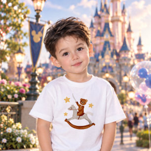 Infantil Camiseta do ursinho de pelúcia montado em um caval