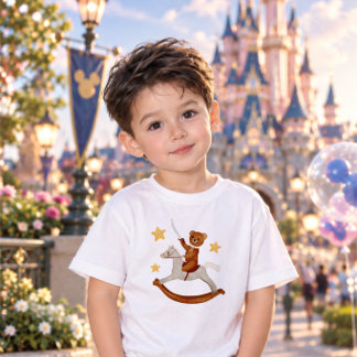Infantil Camiseta do ursinho de pelúcia montado em um caval