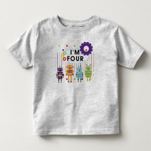 Infantil Camiseta e presentes do aniversário do robô 4ns